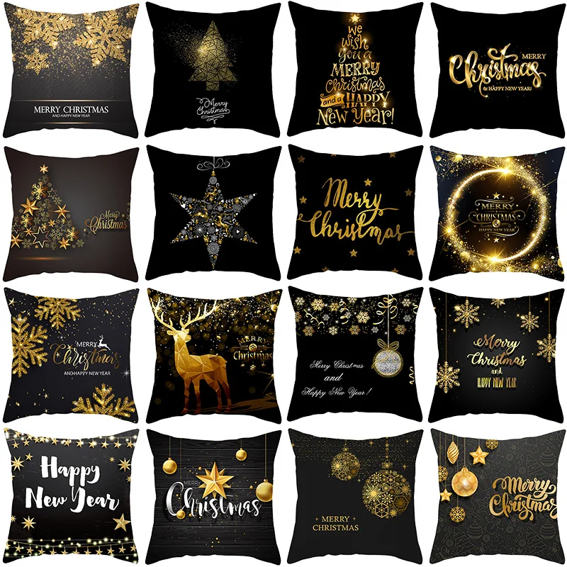 

Christmas pillow cover new printed peach skin pillow cover sofa office cushion cover home decoration pillow case Christmas gift