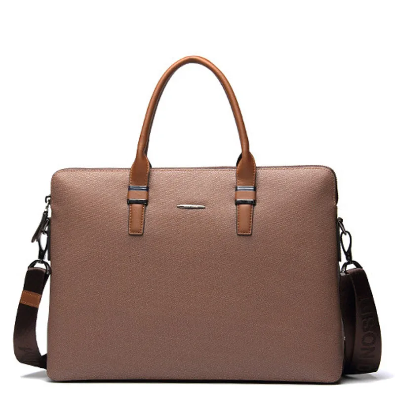 BISON DENIM fashion luxury men bag split leather business men briefcase laptop bag brand male handbag shoulder bags