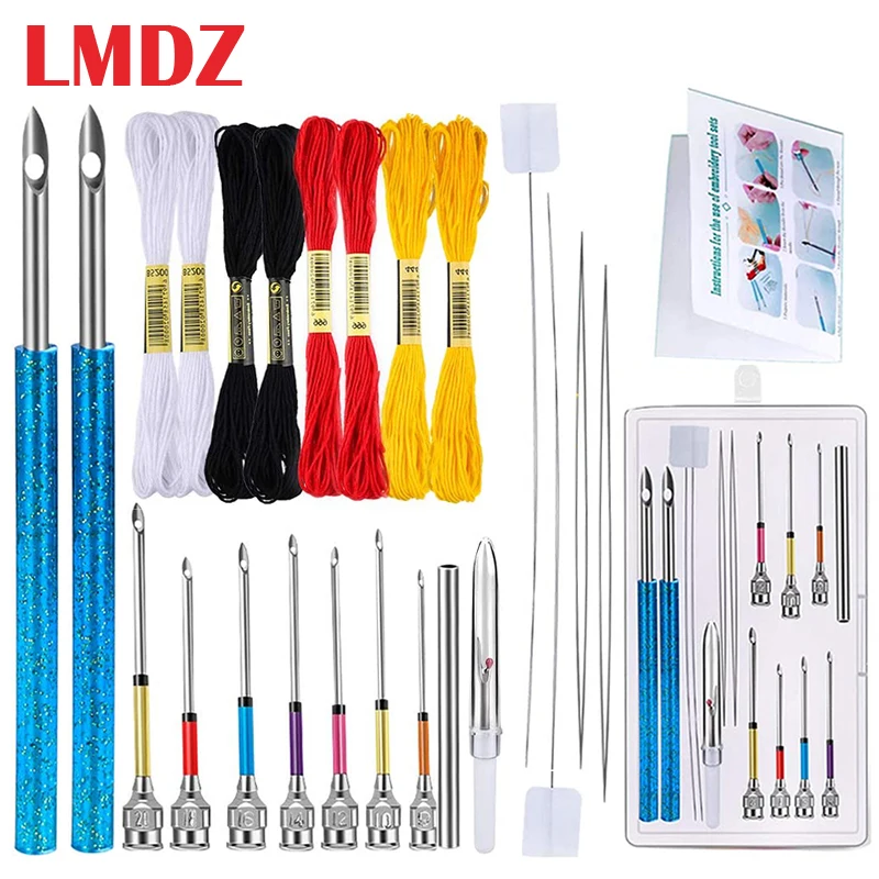 

LMDZ 24 Pcs Embroidery Stitching Felting Punch Needles Punch Needle Kit Poking Cross Stitch Tool Crochet Knitting Needle Thread