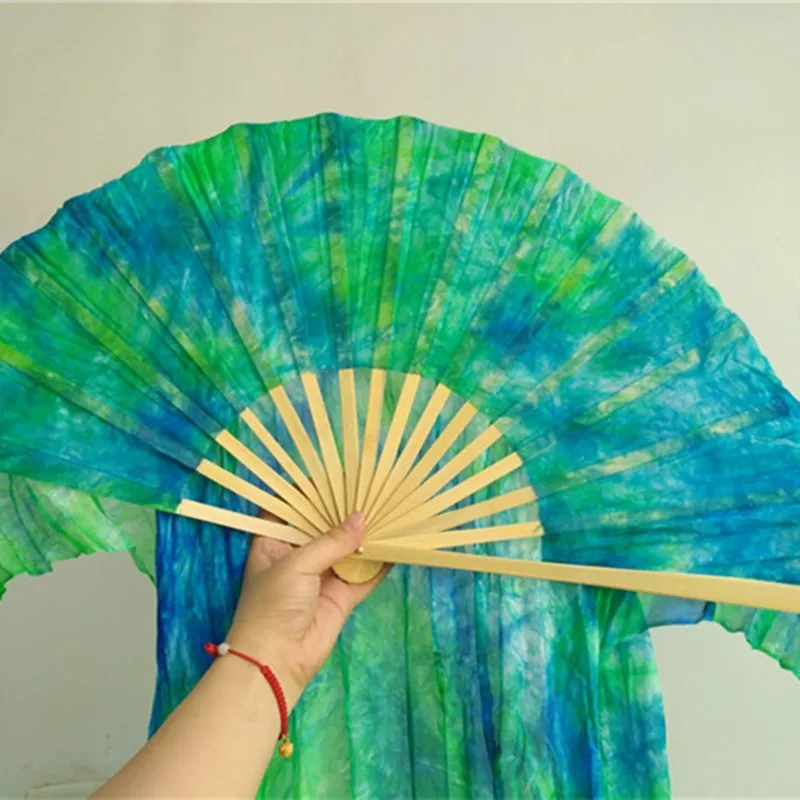 Professional Neilos Belly Dance Silk Fan Veils Black Flower Green Background Dacing Long Fans Multi Size Free Shipping | Тематическая