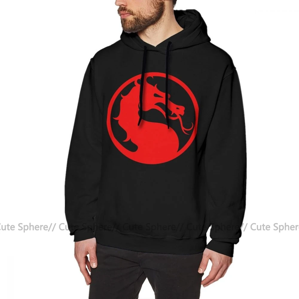 Mortal Kombat Толстовка Mortal Kombat красный дракон толстовки мужские зимние пуловеры худи хлопок более размера длинные толстовки - Цвет: Black