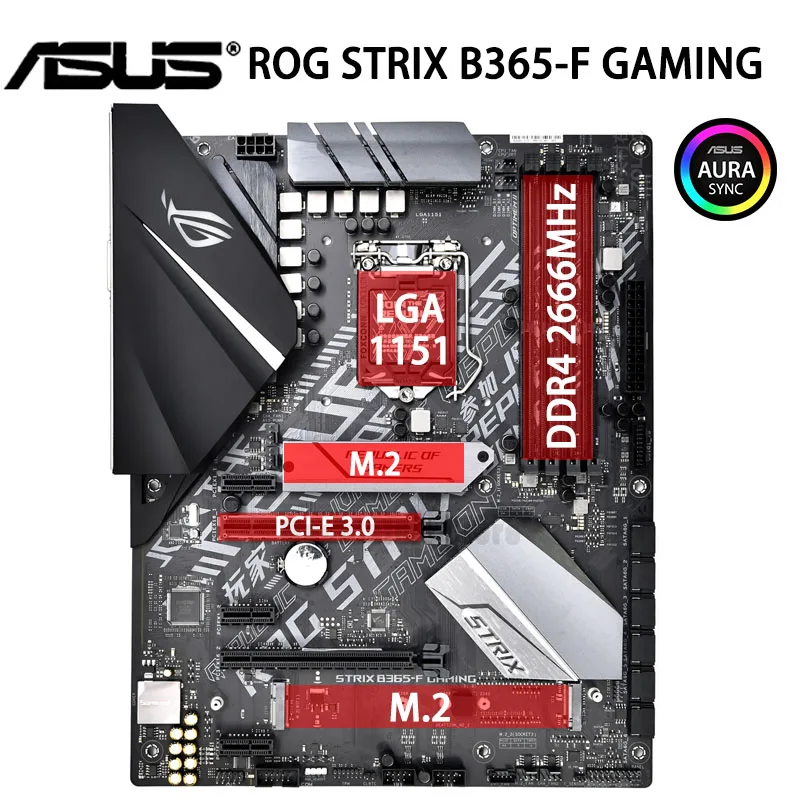 Bestellen LGA 1151 Asus ROG STRIX B365-F GAMING Motherboard 64GB DDR4 PCI-E 3,0 M.2 Intel B365 Mainboard Desktop B365 Placa-Mãe Verwendet