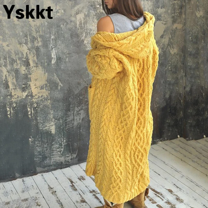 

Yskkt весенне-осенний кардиган, Женский Свитер оверсайз в полоску, трикотажные тонкие длинные свитера с капюшоном 2020