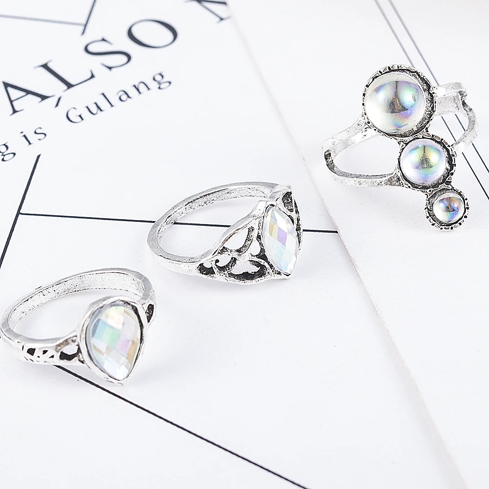 

2020 New Fashion Retro Set Golden Boho Moon Flower Midi Finger Knuckle Rings Jewelry Wedding Band Anillos Mujer