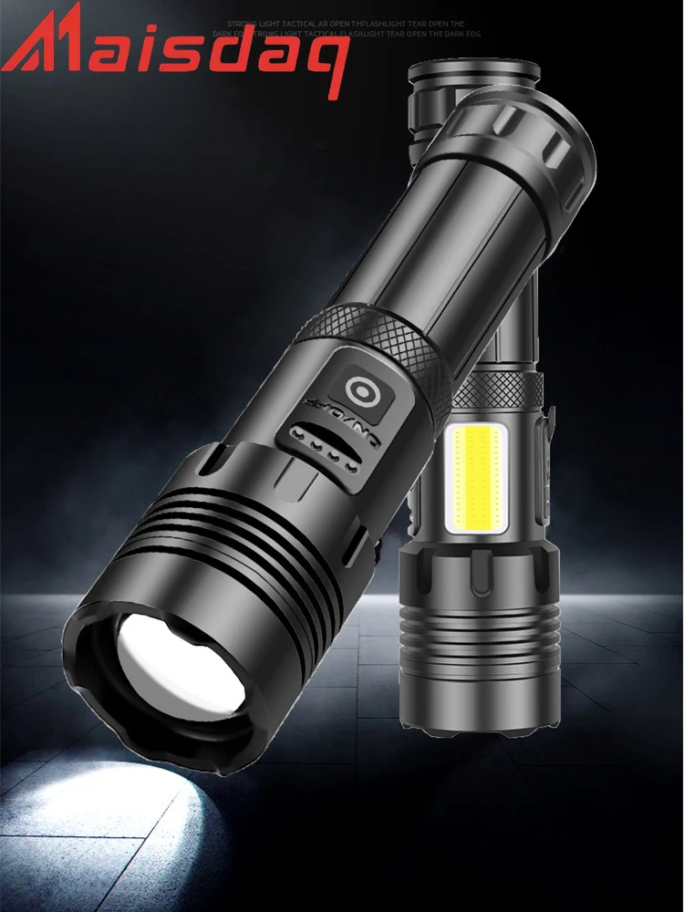 구매 강력한 강력한 손전등 자리 충전식 Usb 블랙 휴대용 작업 빛 전술 밤 밝은 휴대용 자전거 전조 등 토치