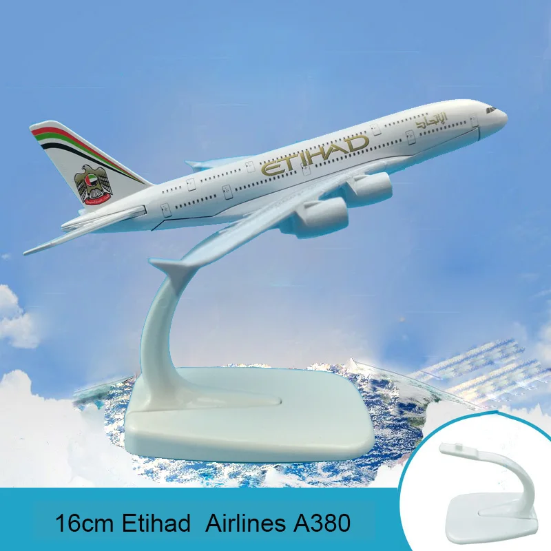 16 см Etihad A380 Airbus Модель самолета имитация статического твердого металла модель