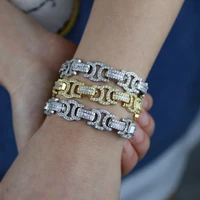 new arrived gold silver color bracelet for female crystal link chain charm hip hop bracelet women bridal wedding fine jewelry