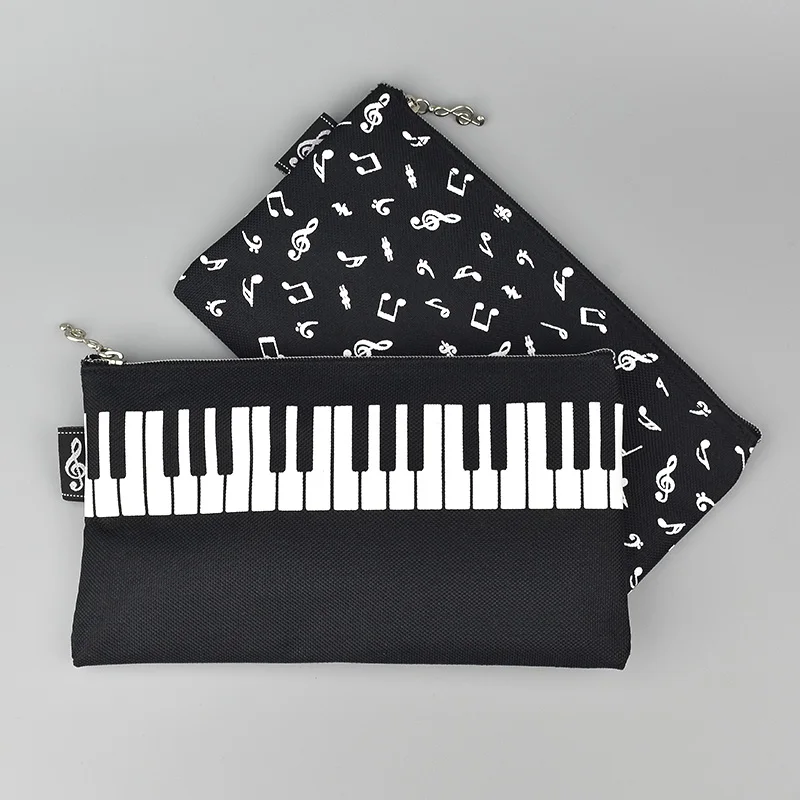 1PC Kawaii Music Pencil Case Piano Keyboard Large Capacity Square Canvas Pouch Bag Student Stationery Office School Gifts | Канцтовары