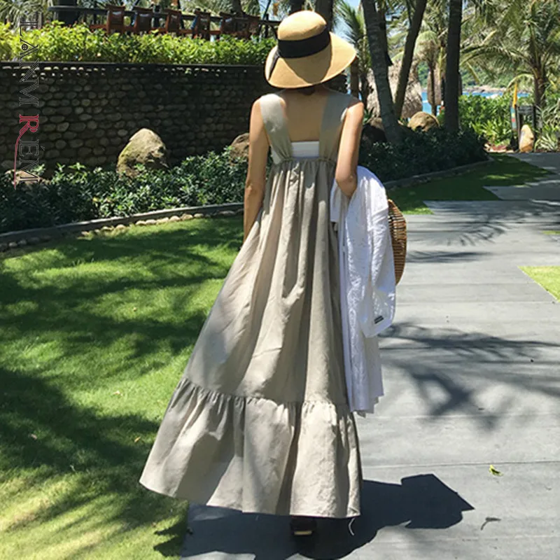 LANMREM корейское свободное платье выше колена большого размера с оборками без