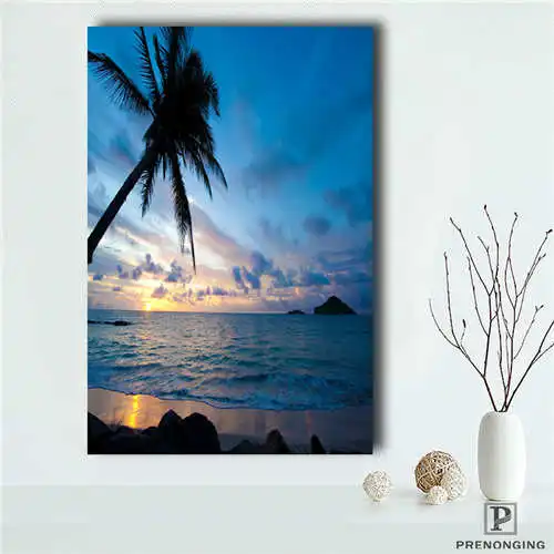 Пользовательские пляжи Тропический рай (1) плакат печать ткань стены шелковая