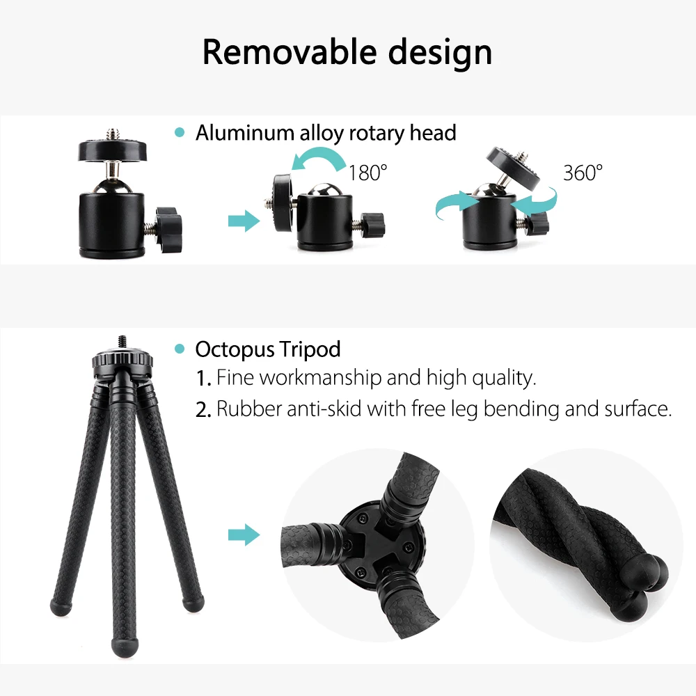 Vamson для GoPro hero 8 7 6 5 Осьминог Гибкий портативный штатив кронштейн монопод селфи