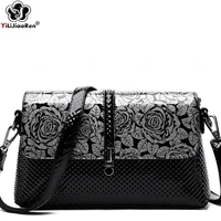 fashion flower pattern leather shoulder bags female crossbody bags for women luxury handbags women bags designer sac a main