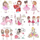 Симпатичные термоклейкие нашивки Prajna с изображением балерины, маленькой принцессы, термоклейкие виниловые наклейки для одежды