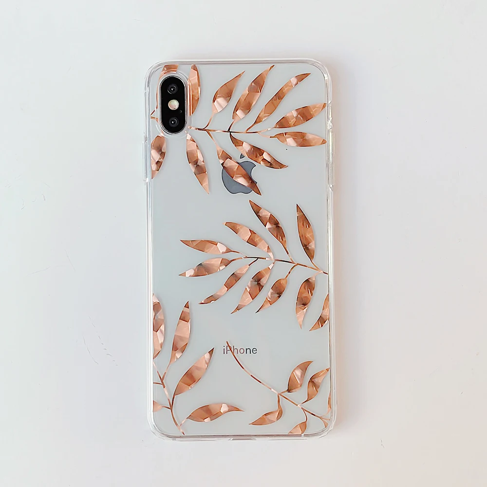 LOVECOM листья и ананас Прозрачный чехол для телефона для iPhone 11 Pro Max XR XS Max 7 8 Plus X Прозрачная мягкая Гальваническая задняя крышка