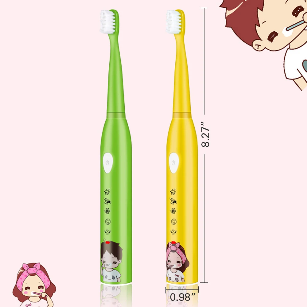 

New 5 Modes Sonic Children Electric Toothbrush USB Charger Cartoon Pattern Kids Waterproof Tooth Brush with 4 Replacement Heads