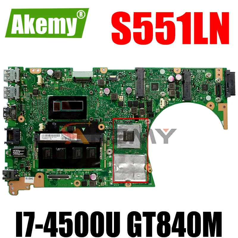 S551LN For ASUS S551LB S551LA Vivobook Laptop motherboard I7-4500U GT840M 4G RAM REV2.2 Test motherboard work 100%