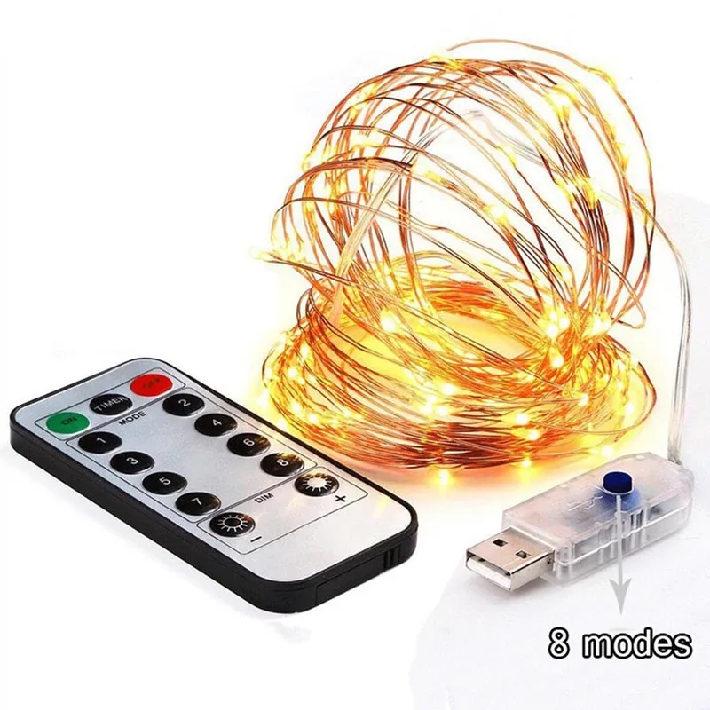 Водонепроницаемая светодиодная гирлянда с дистанционным управлением 5 м 10 |