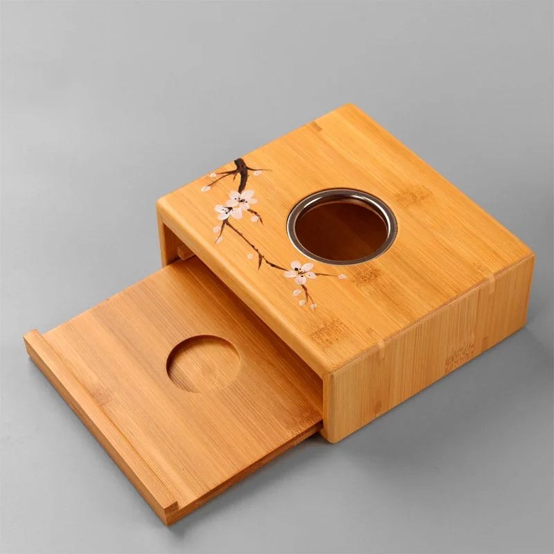 Mini Bamboo Candle Warm Tea Base Teapot Storage Rack Chinese Style Maker Set Stove with Candlestick Holders Accessories | Дом и сад