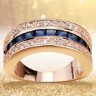 Европейские и американские, пользующиеся большим спросом, позолоченное Желтое золото 18 карат, квадратное бриллиантовое кольцо с сапфиром