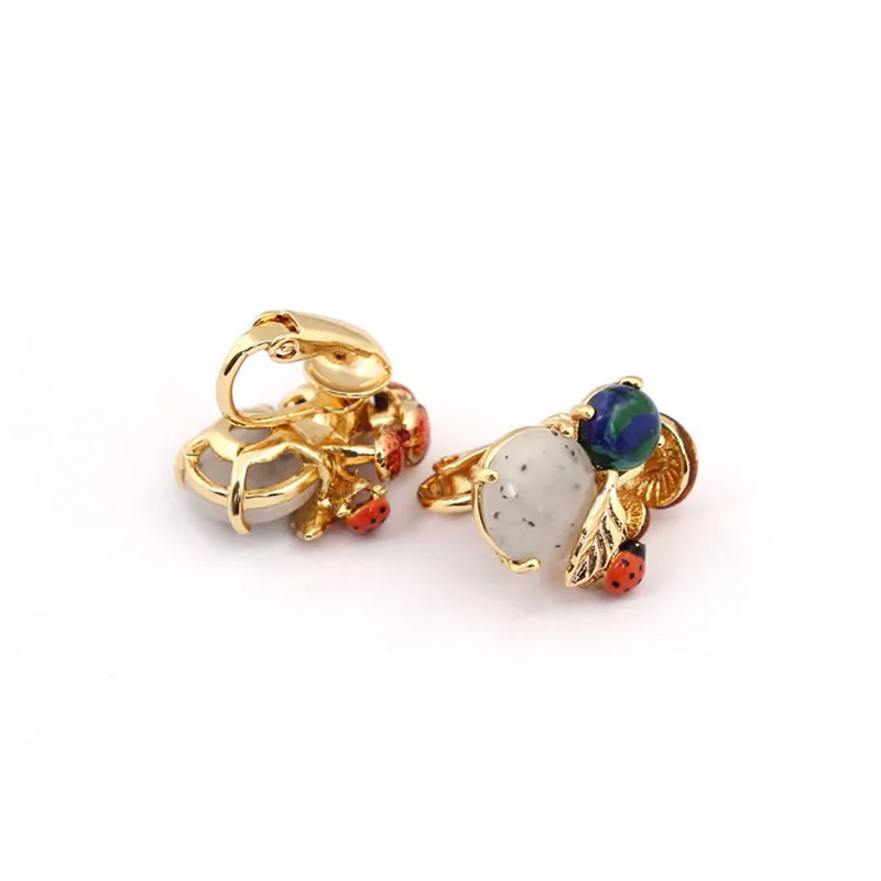 

Animal Mushrooms Ear Hook Blue Stone Stud Earrings for Women Girl Gift S925 Silver Earrings Ear Clip Enamel Pendientes Jewelry