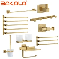 Brass Bathroom Accessory Towel Rack Paper holder Toilet Brush Holder Towel Holder hook Brushed Gold Bath Hardware Row hook