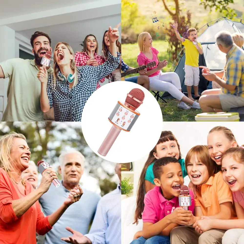 Беспроводной караоке микрофон 3 в 1 портативный динамик машина домашний KTV Дети