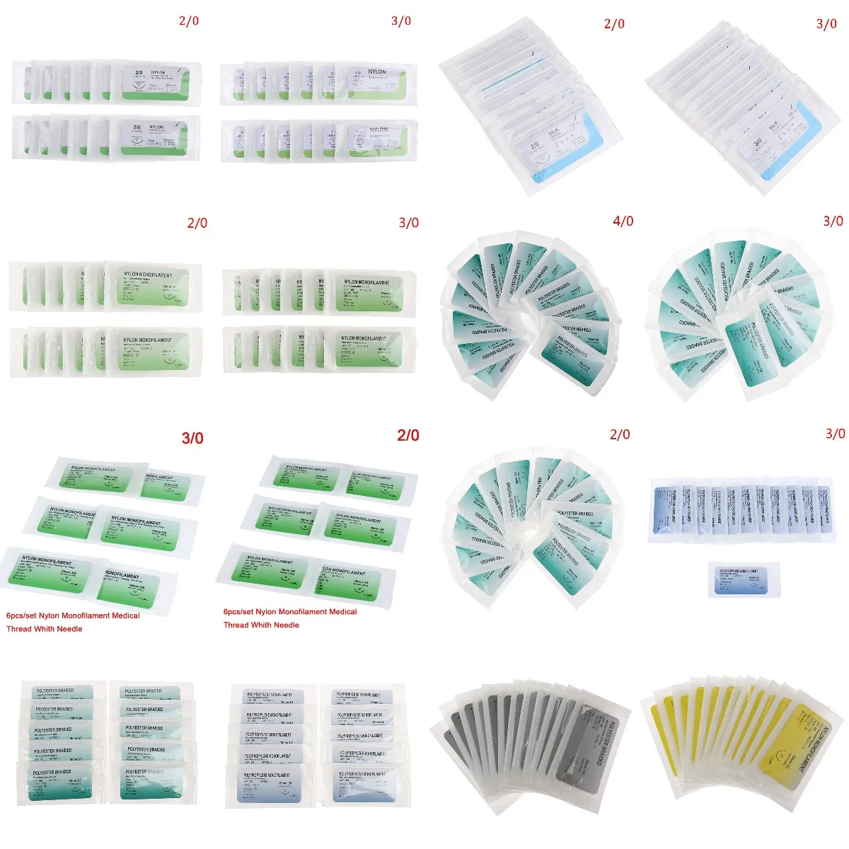 

6/12Pcs/bag 5.0 Medical Needle Suture Nylon Monofilament Thread Surgical Practice Kit Teaching Demonstrations Exercises