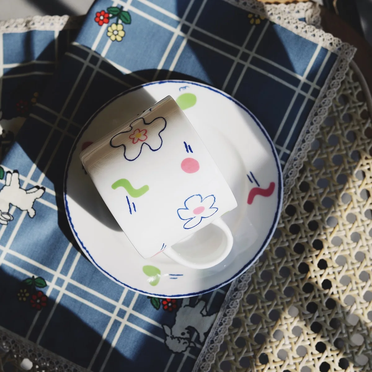 Креативный современный набор чашек для чая милый фарфоровый цветок многоразовая