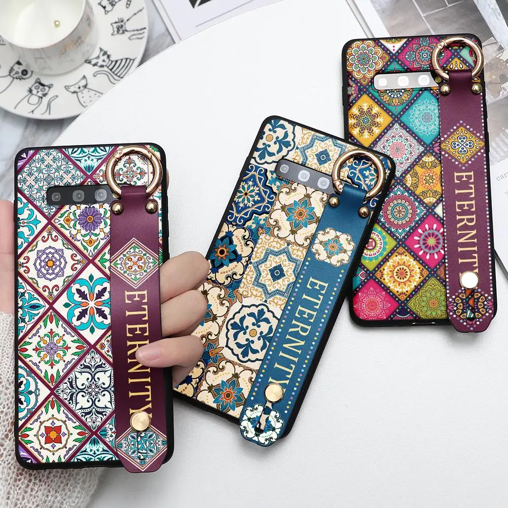 Чехол с ремешком на запястье для Samsung Galaxy A50 A70 A40 A30 A20e A8 A7 2018 Note 10 Pro 9 8 S10 S9 S8 Plus S7 Edge