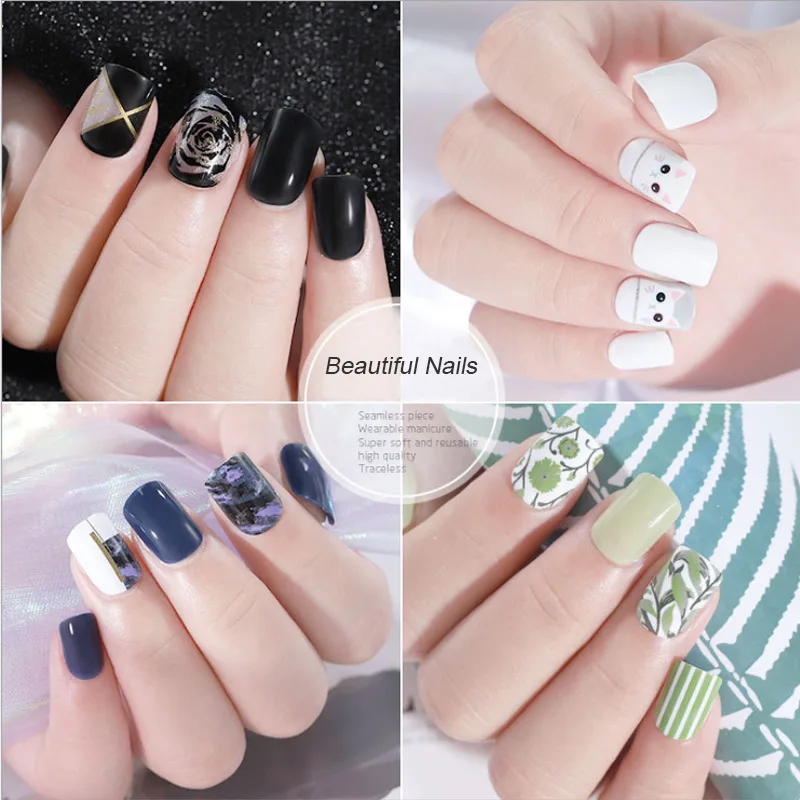 

New year 30pcs Ultra-thin Colorful Fake Nails Full Cover Matte False Nail Tips Finger Manicure nail tools sets Extension H1022