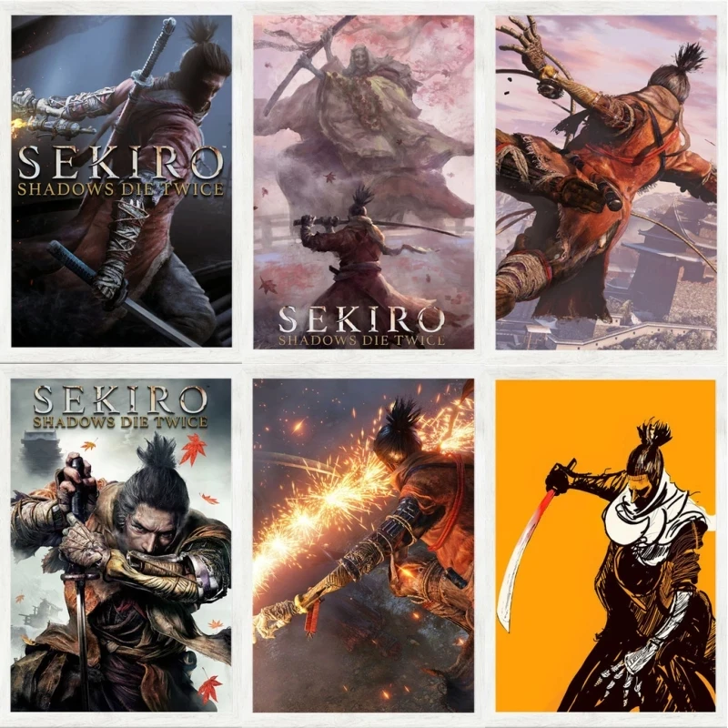 

Sekiro Shadows Die Twice Hot Video Game Figure Role Art Painting Vintage Canvas Retro Poster Wall Living Room Home Decor Picture