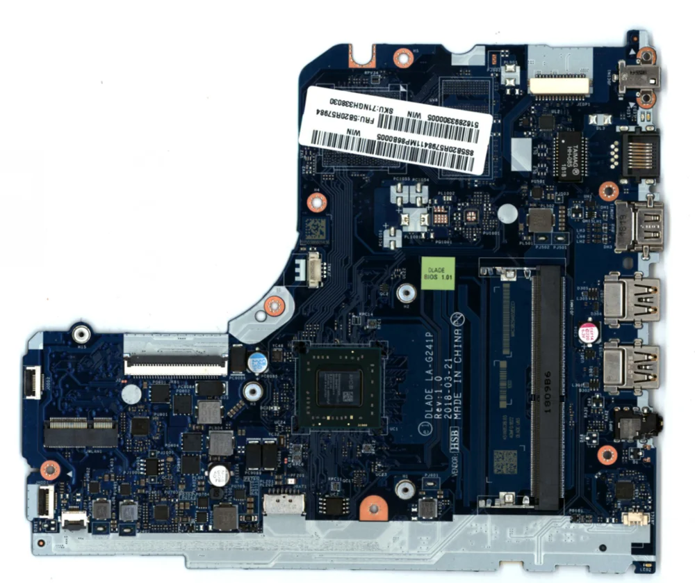 

KEFU For Lenovo Ideapad 130-15AST Laptop Motherboard LA-G241P CPU A6-9225 DDR4 Tested 100% Working FRU 5B20R57991 5B20R34439