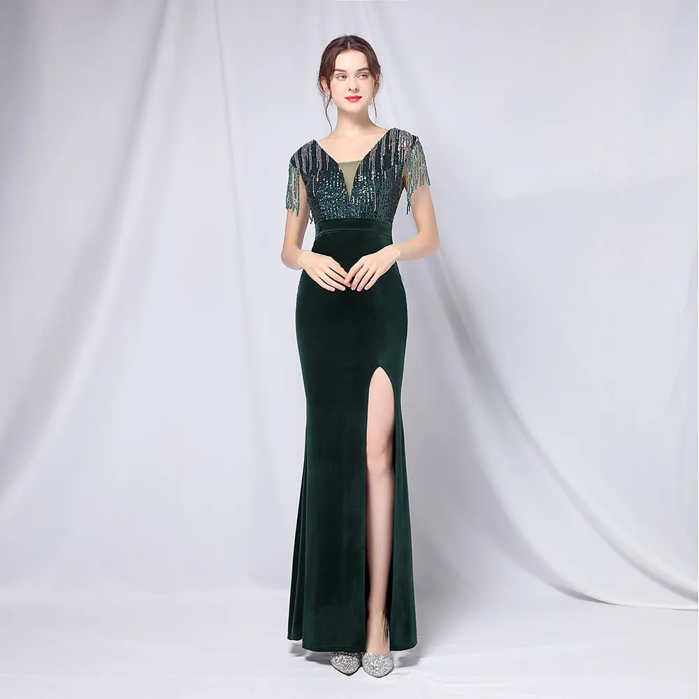 

Plus Size Sequined Mermaid Evening Dresses Formal Prom Pageant Wedding Party Robe Re Soirée Femme Robe De Soirée Se Mariage