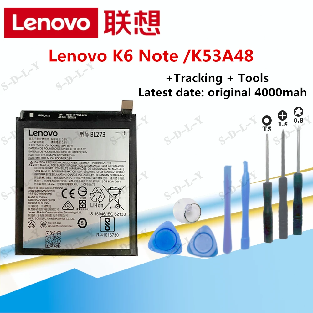 

Аккумулятор BL273 4000 мА · ч для Lenovo K6 Note K53a48, с отслеживанием и инструментами