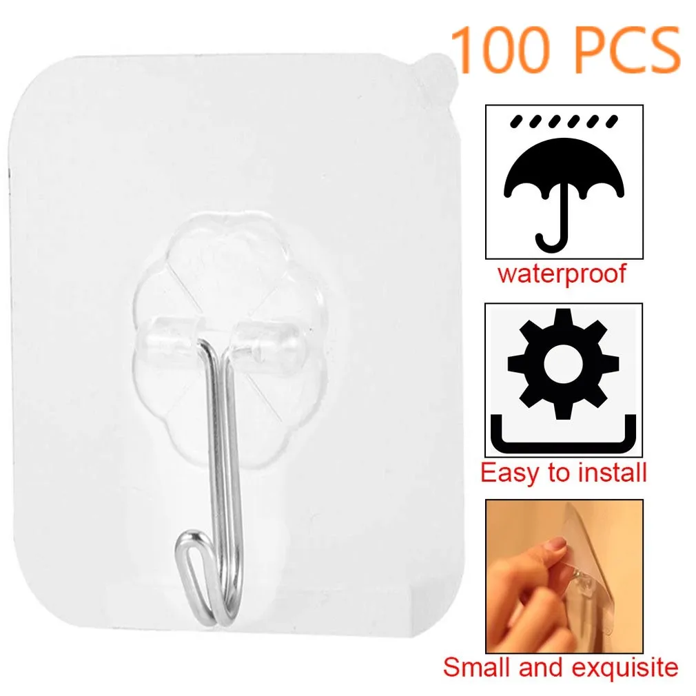 

100pcs Punch-Free Non-Marking Screw Stickers Wall Picture Hook Invisible Traceless Hardwall Drywall Picture Hanging Kit