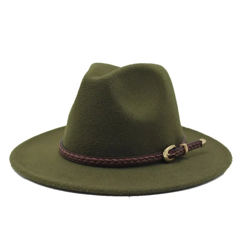 Женская твидовая фетровая шляпа Seioum элегантная армейского зеленого цвета с