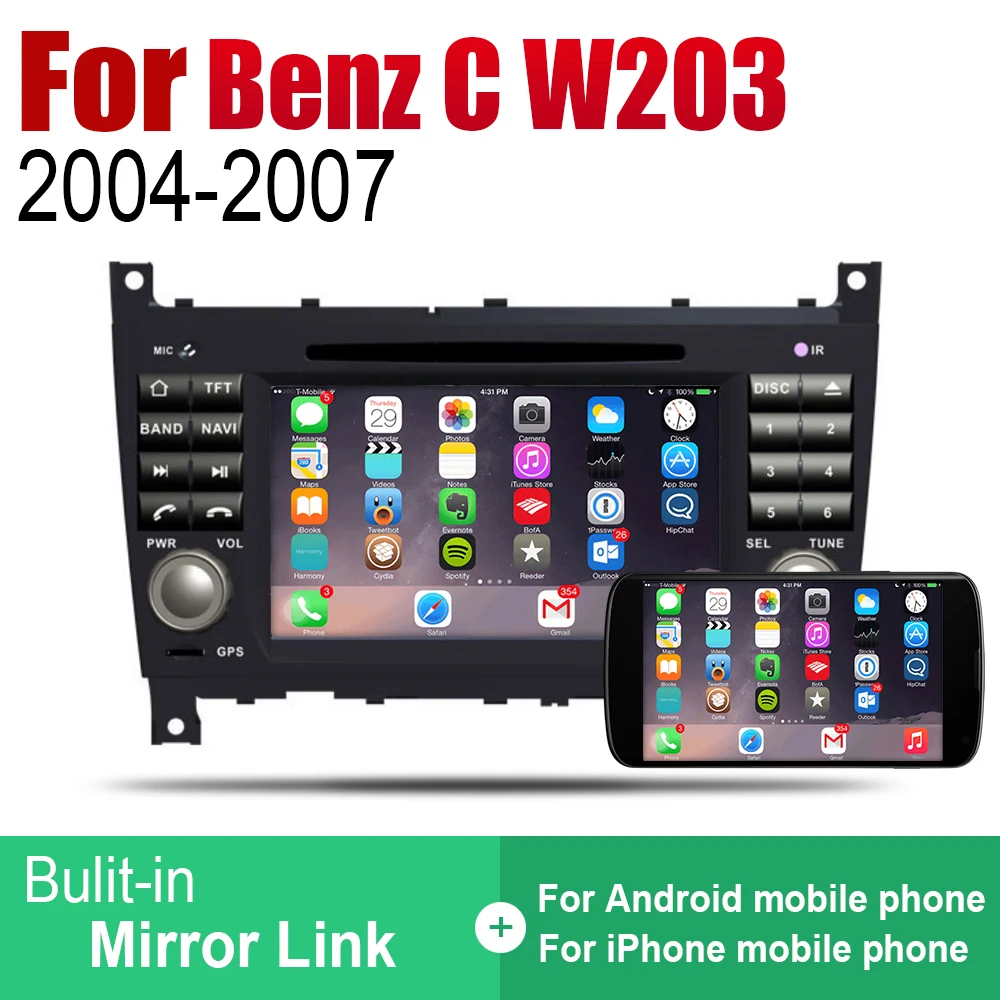 Android 2 Din Авто Радио DVD для Mercedes Benz C Class W203 2004 ~ 2007 NTG Автомобильный мультимедийный