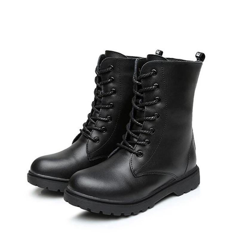 Осенние детские мотоциклетные сапоги из натуральной кожи уличные военные до