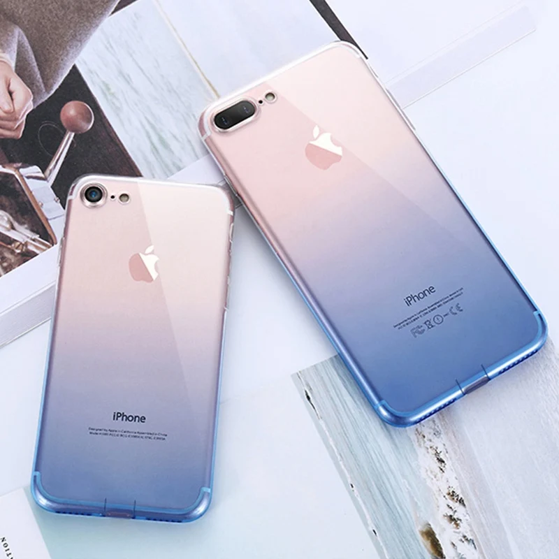 Градиентный прозрачный ТПУ Телефон чехол для IPhone 6 6S 7 8 Plus ультра тонкий прозрачный защитный чехол для IPhone X XS Max XR Fundas