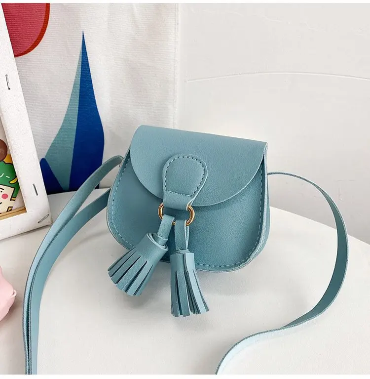 Fashion Princess Accessories Shoulder Bag PU Leather Girls Kids Mini Handbags Cute Baby Children Tassel Coin Purse Messenger Bag