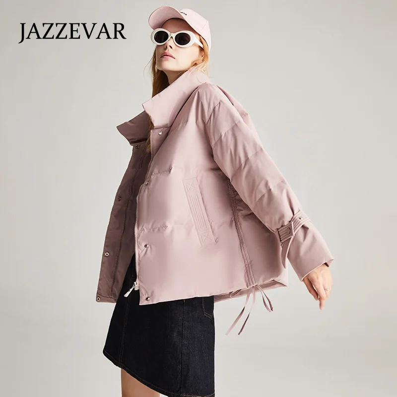 JAZZEVAR Down Jacket Women 2022 New Winter Short Fashion Korean Version of The Small Figure Thickened White Eiderdown Coat