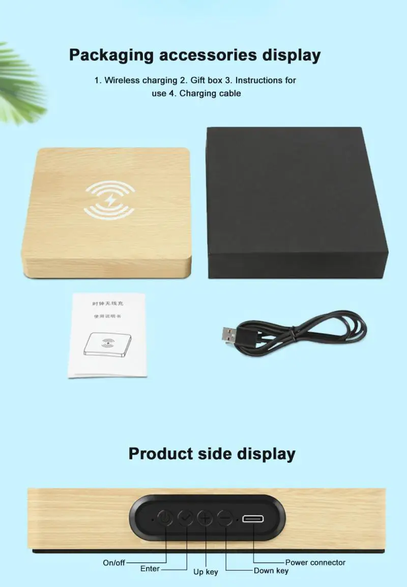

10W Qi Wireless Charger Wood Charging Pad For iPhone 12 Wireless Phone Charger For Samsung S20 S10 S9 Wooden Wireless Charger