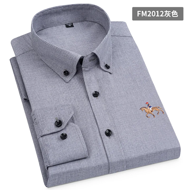 Men's Classic Long Sleeve Bamboo-fiber Men Shirt Pocketless Regular-fit Comfortable Soft Stretchy Non-Iron Solid Man Dress Shirt