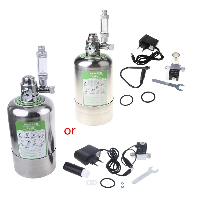 

Aquarium DIY CO2 Generator System Stainless Steel Bottle Tools with Pressure Gauge Automatic Pressure Relief Valve Dropshipping
