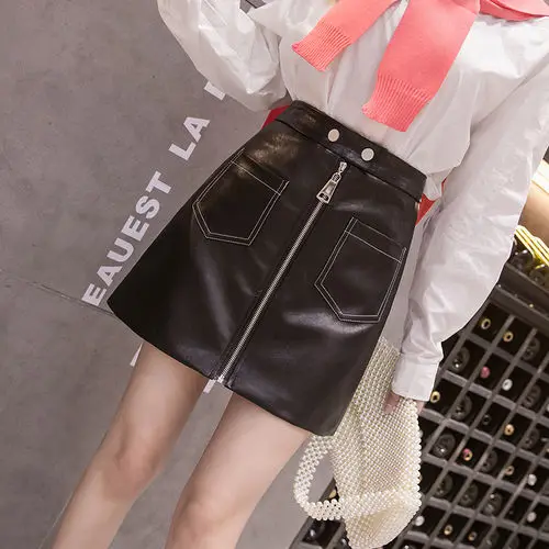 Женская кожаная юбка размера плюс 2020 из искусственной кожи с высокой талией на