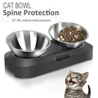 Миска для собак и кошек с подставкой, регулируемая Нескользящая миска из нержавеющей стали, одинарная, двойная, легко моется