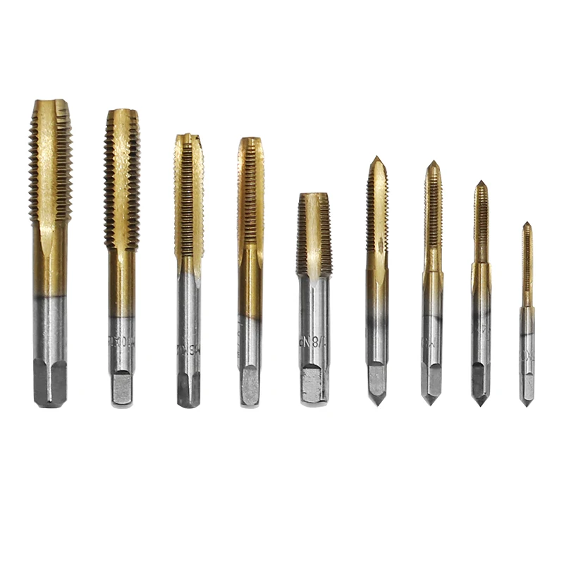 

20Pcs/Set Tap And Dies Set NC Screw Thread M3-M12 Plugs Taps Titanium Coated Hand Screw Tap Hand Tools