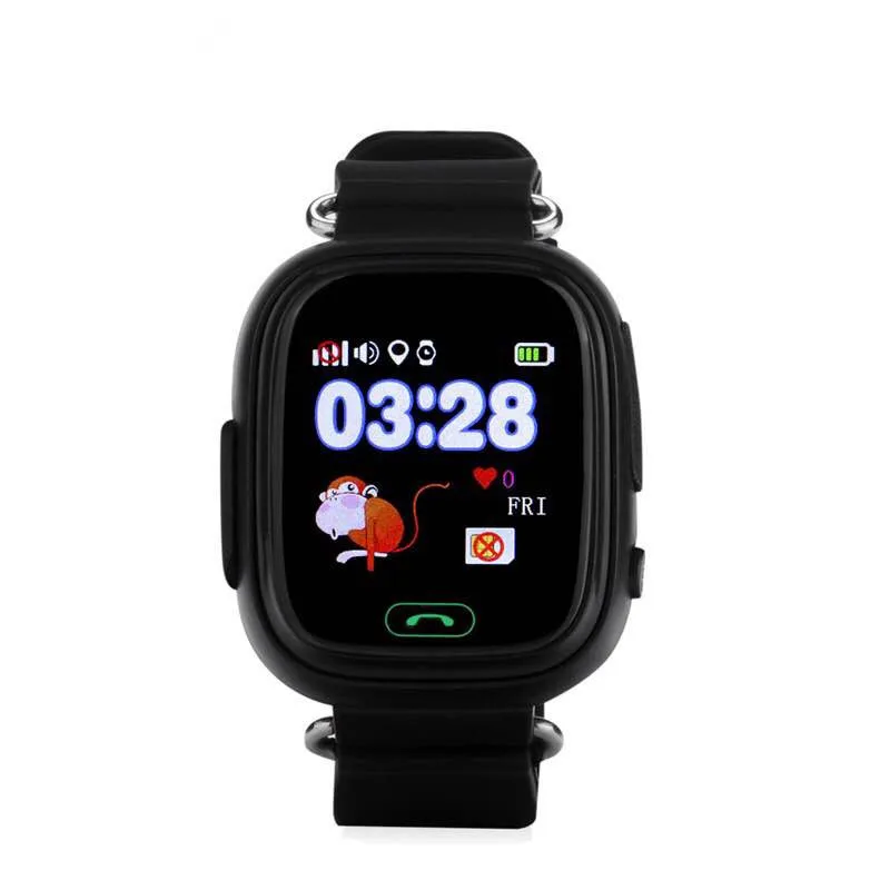 Q90 gps Детские Смарт-часы Детские Анти-потери часы SOS вызова расположение устройства трекер для детей безопасный монитор - Цвет: Black