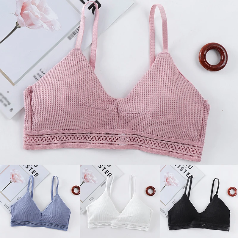 

Girl Bras Seamless Underwear Wrapped Chest Women Cotton Bottoming Sexy Hollow Spaghetti Strap V Neck Bras Lingeries Camisole