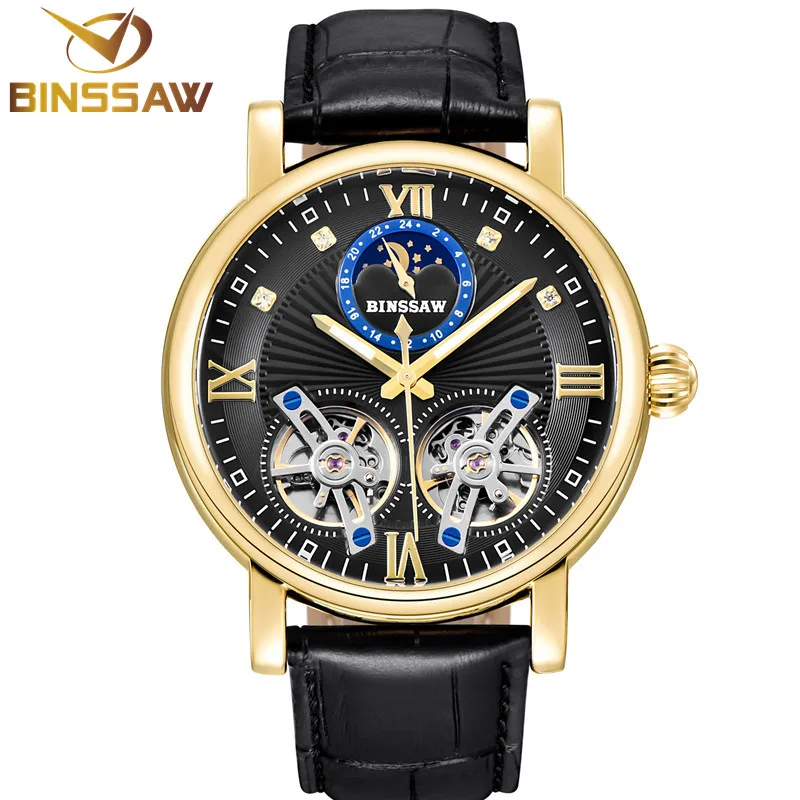 Новинка Automatische Mechanische Horloge люкс Merk Dubbele Tourbillon повседневная одежда